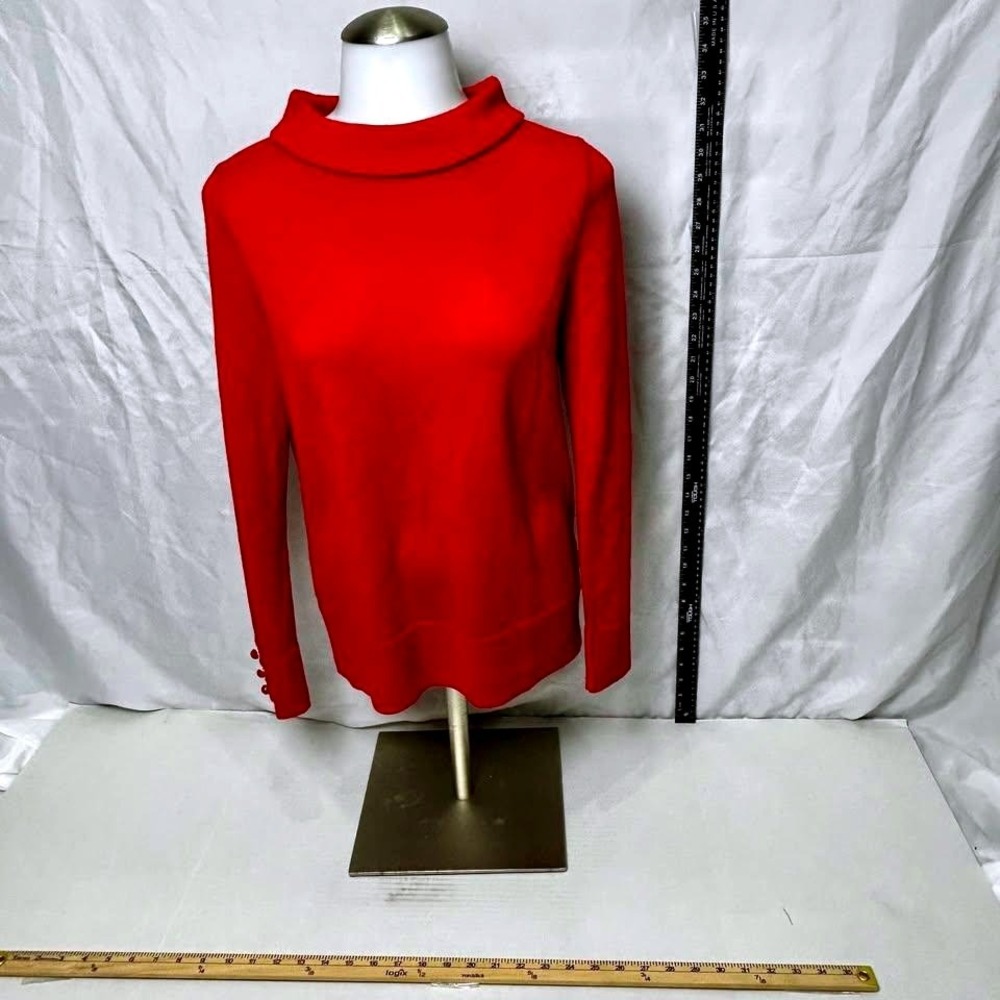 Talbots ~ Classic Red ~ Pure Merino Wool ~ Mock Neck Sweater ~ Size‎ S ~ - Picture 2 of 10